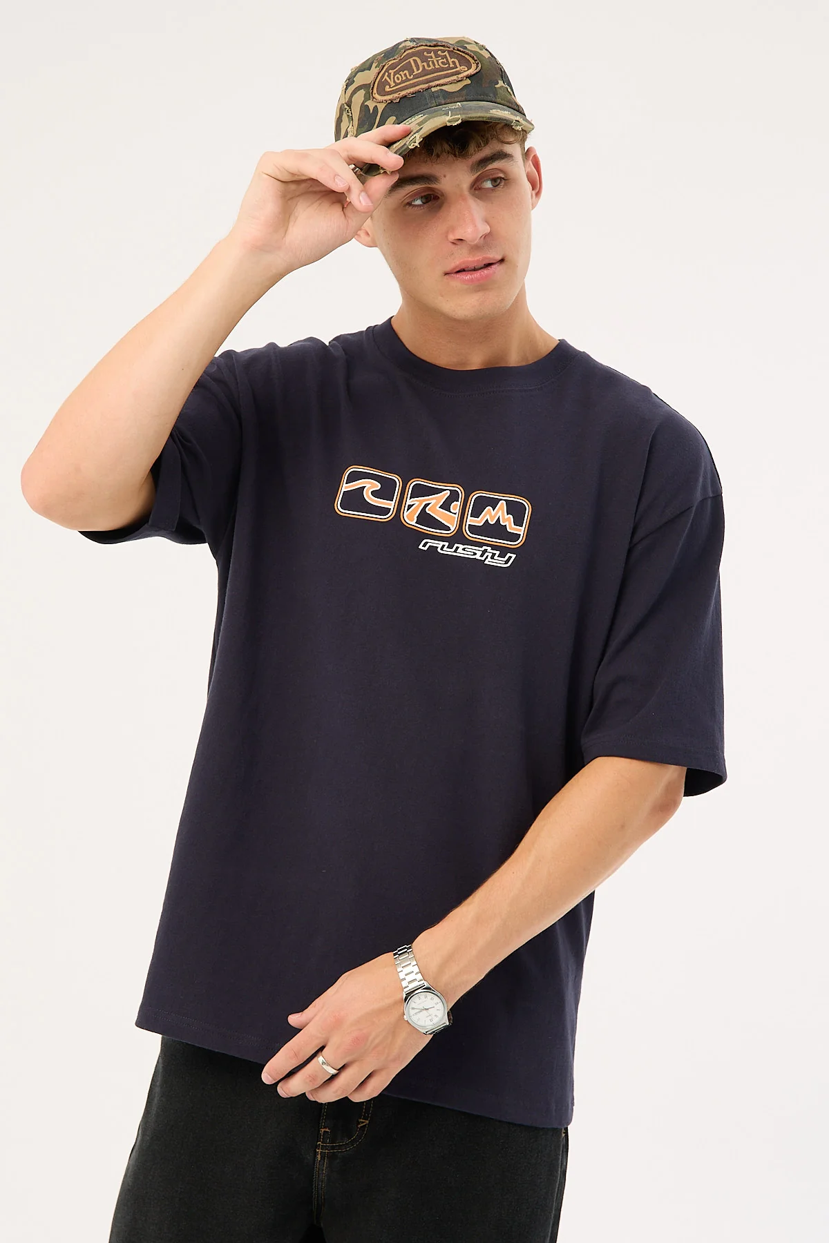 3 Squared Heavy Tee Navy Blue