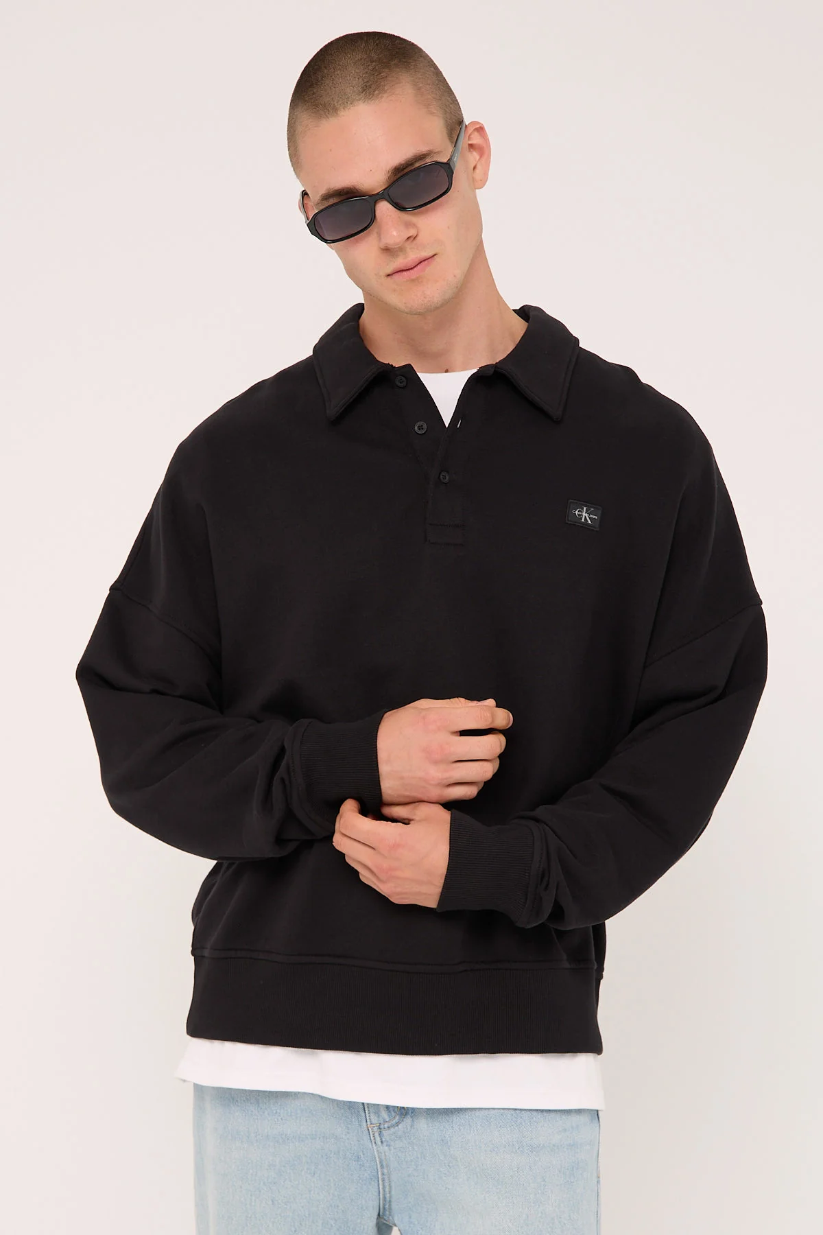 Woven Label Relaxed Rugby CK Black