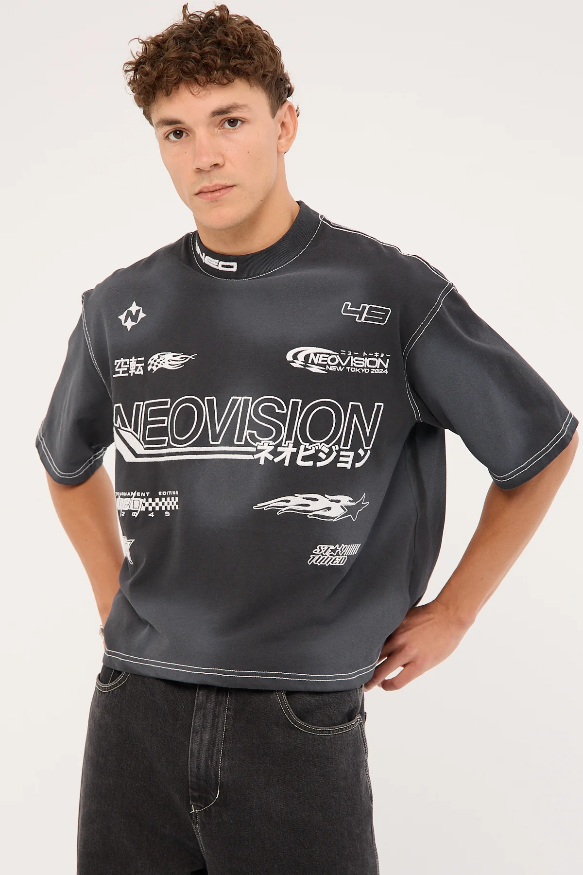 Surge Oversized Cropped Super Heavy Tee Sunfade Acid Grey