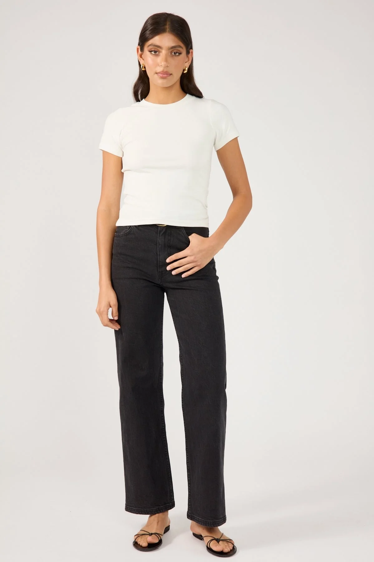 Bind Cap Sleeve Tee White