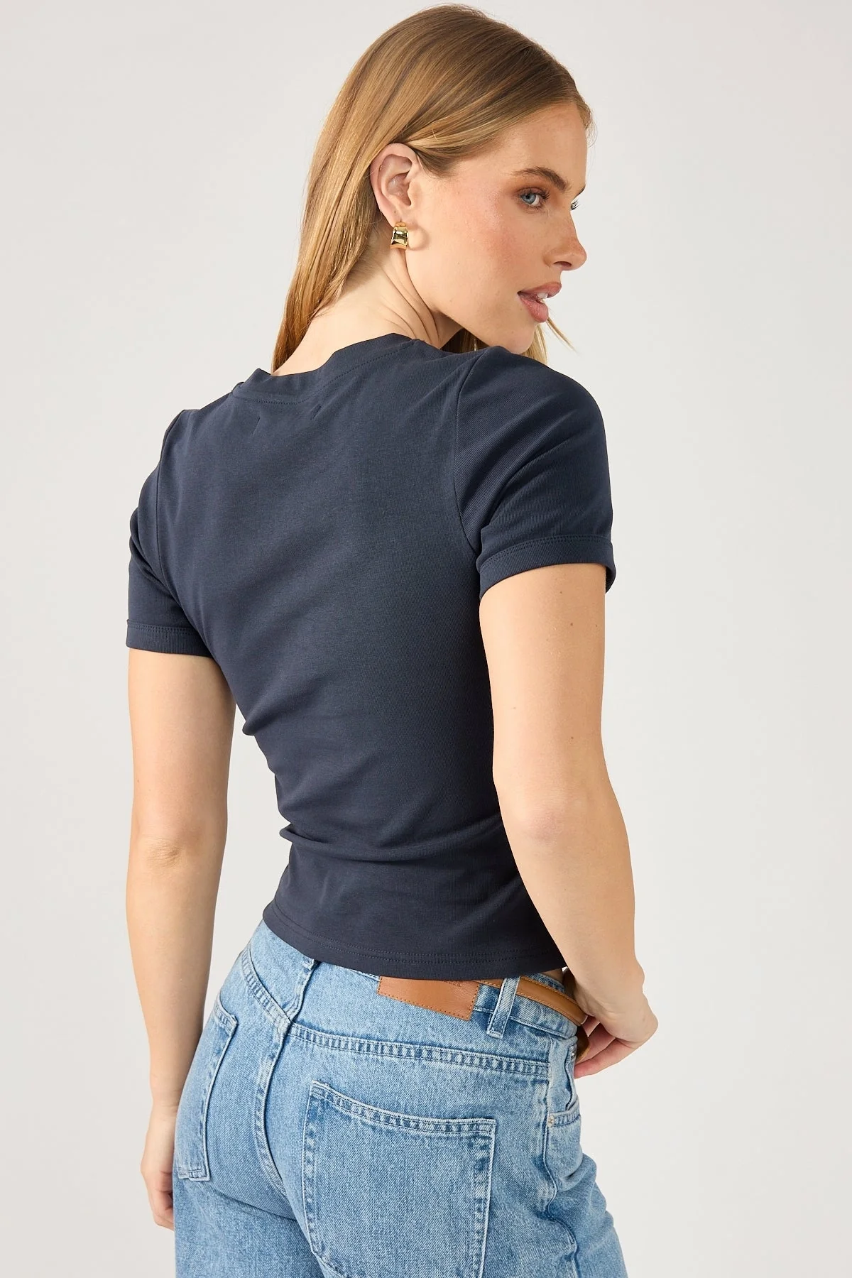 Bind Cap Sleeve Tee Navy 5 Bind Cap Sleeve Tee Navy