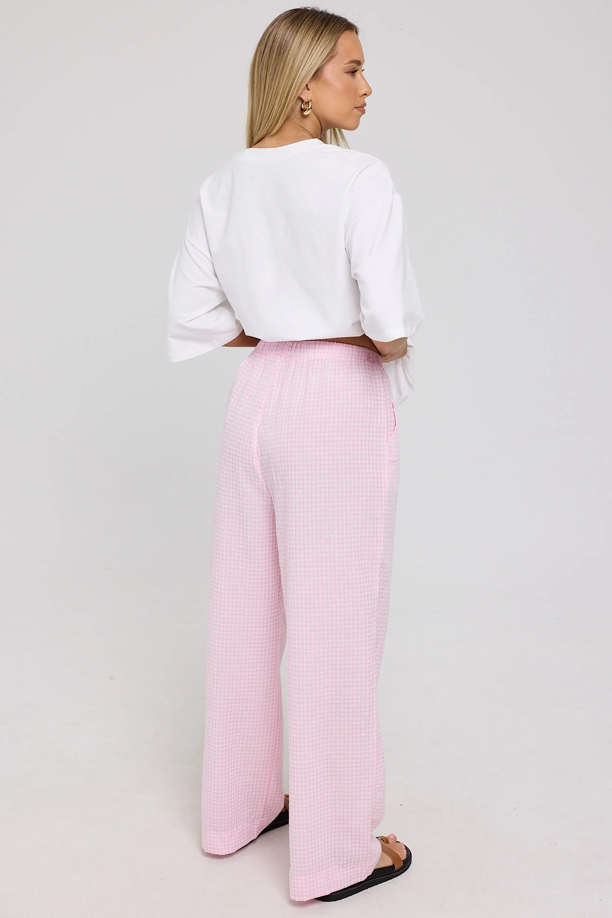 Sunny Side Elasticated Gingham Pants Pink Gingham 3 Sunny Side Elasticated Gingham Pants Pink Gingham