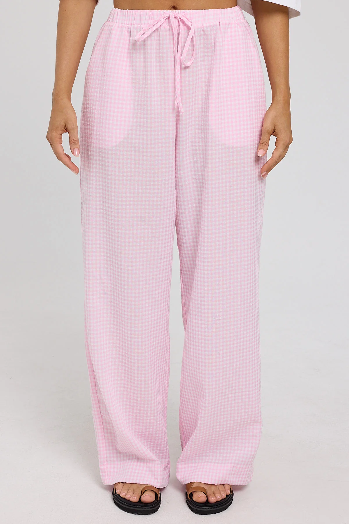 Sunny Side Elasticated Gingham Pants Pink Gingham 6 Sunny Side Elasticated Gingham Pants Pink Gingham