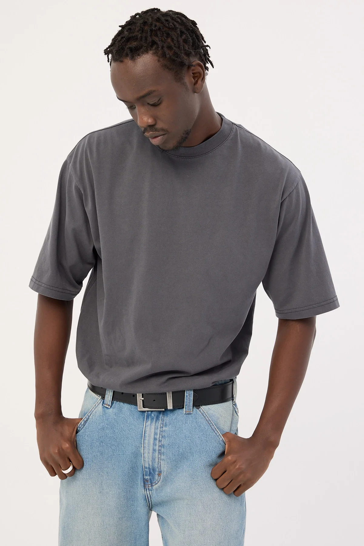 Organic Boxy Tee Washed Black