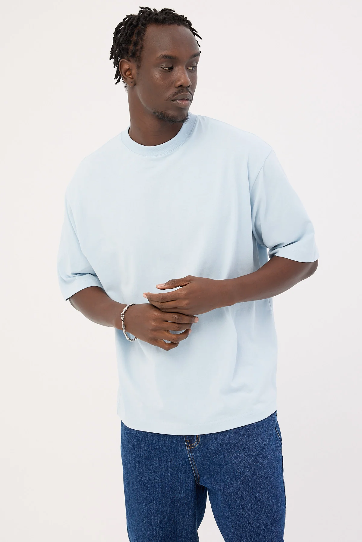 Organic Boxy Tee Light Blue