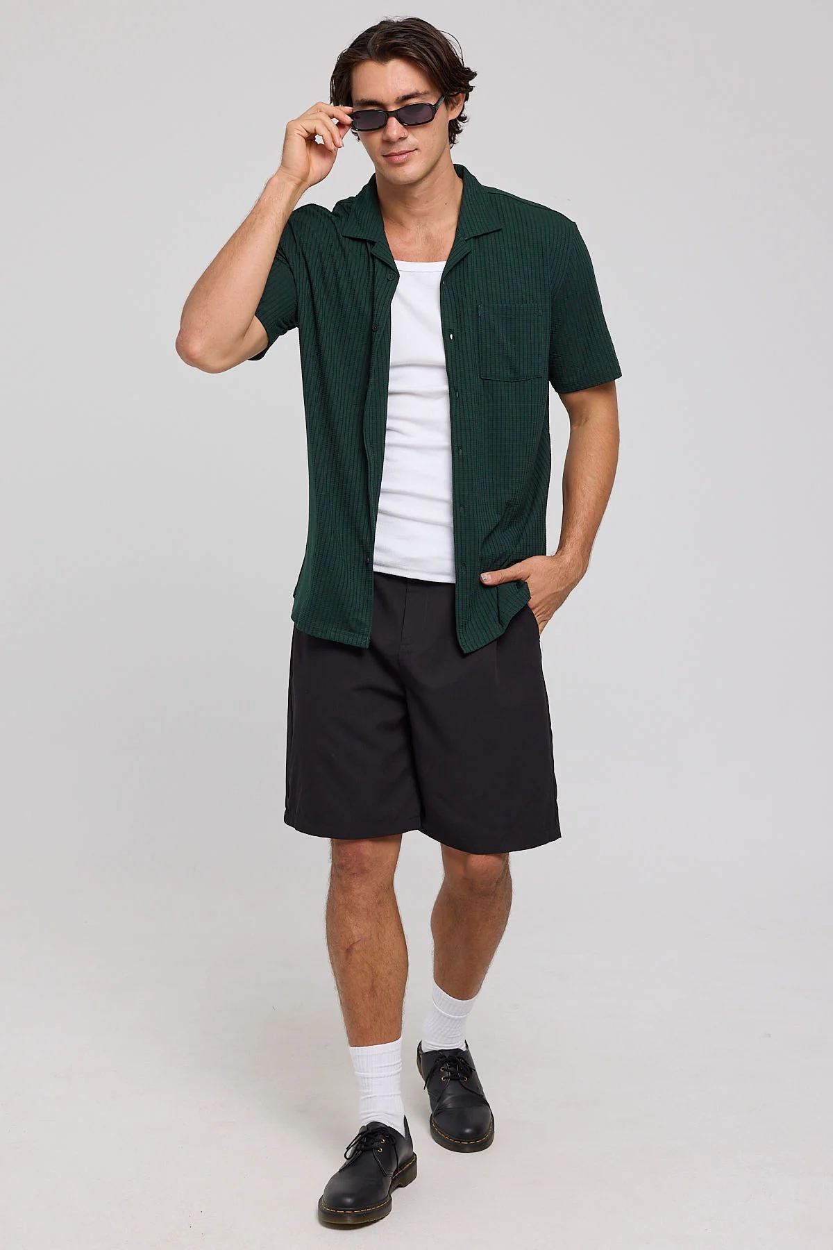 Studio Recycled Resort Shirt Dark Green 2 Studio Recycled Resort Shirt Dark Green