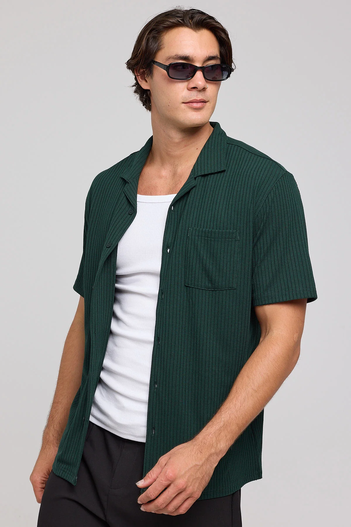 Studio Recycled Resort Shirt Dark Green 3 Studio Recycled Resort Shirt Dark Green