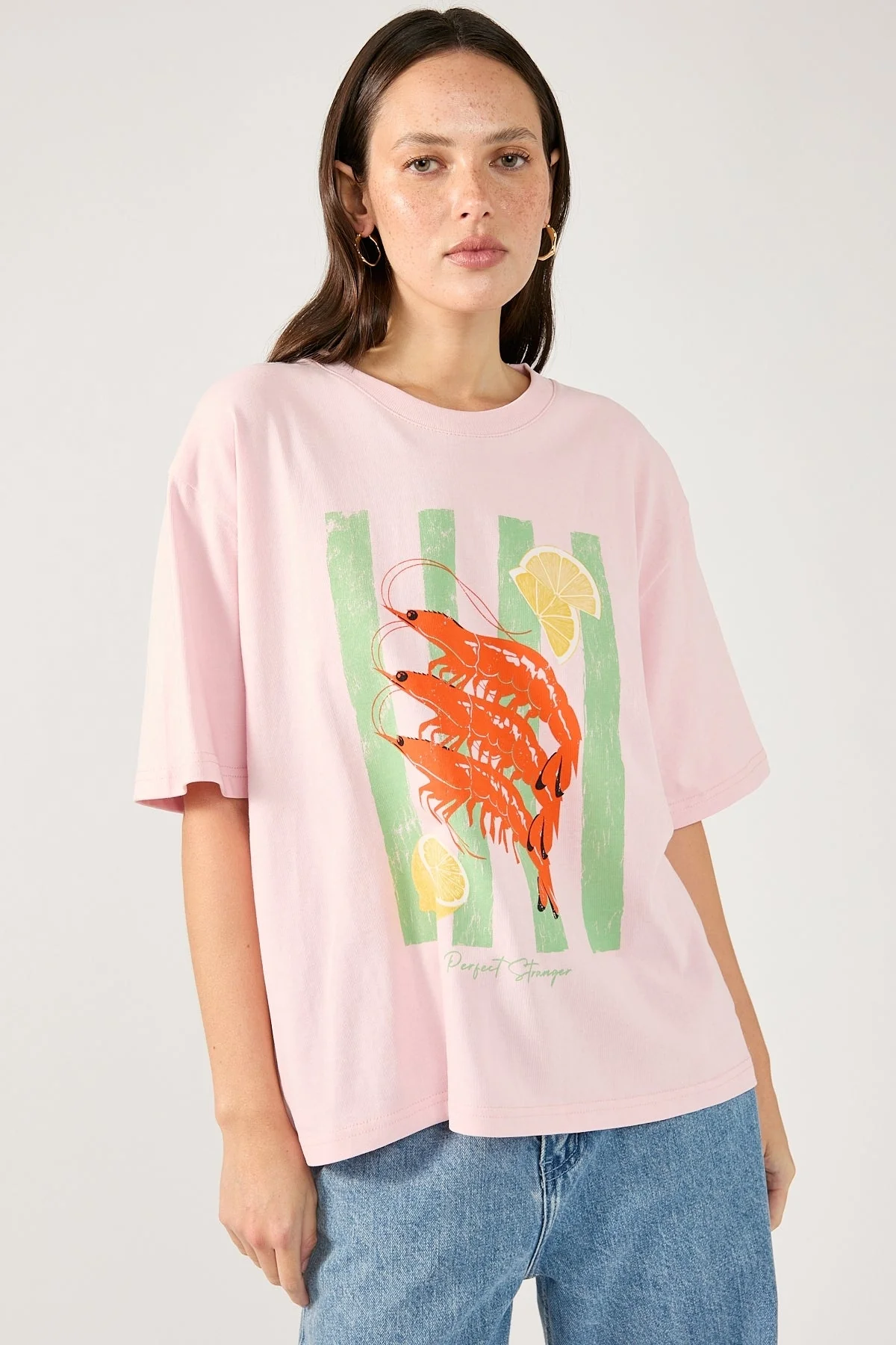 Prawn Cocktail Oversized Graphic Tee Pink