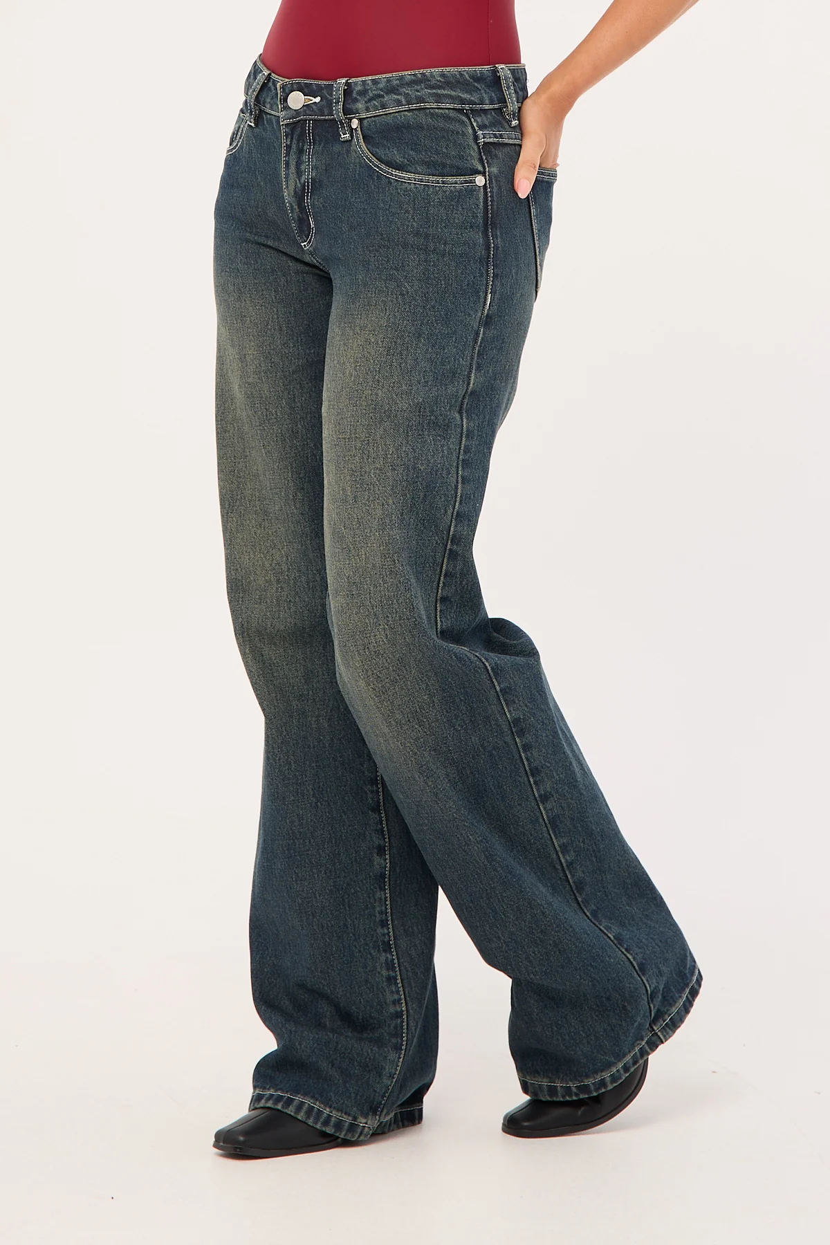 Rowie Low Rise Wide Jean Dirty Ink Blue 8 Rowie Low Rise Wide Jean Dirty Ink Blue