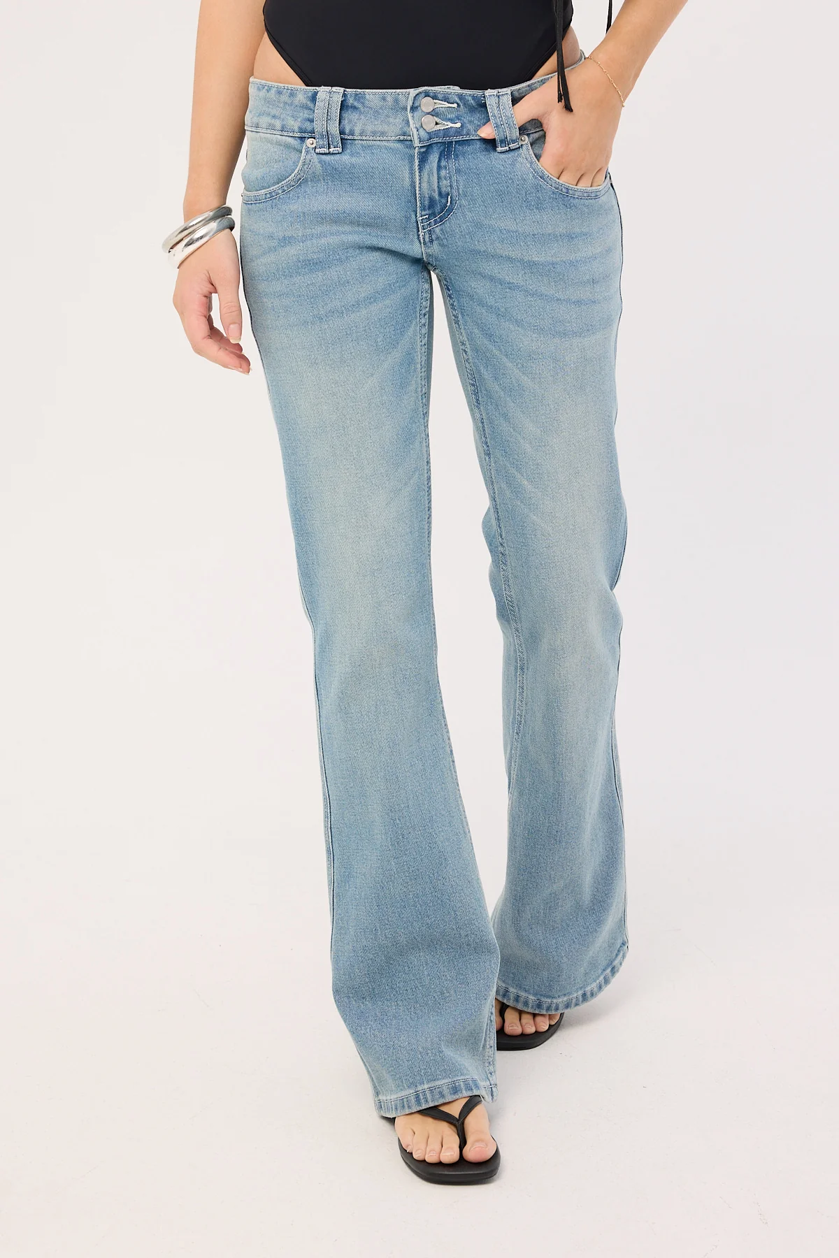 Fantasy Super Low Bootcut Jean Faded Blue Denim 3 Fantasy Super Low Bootcut Jean Faded Blue Denim