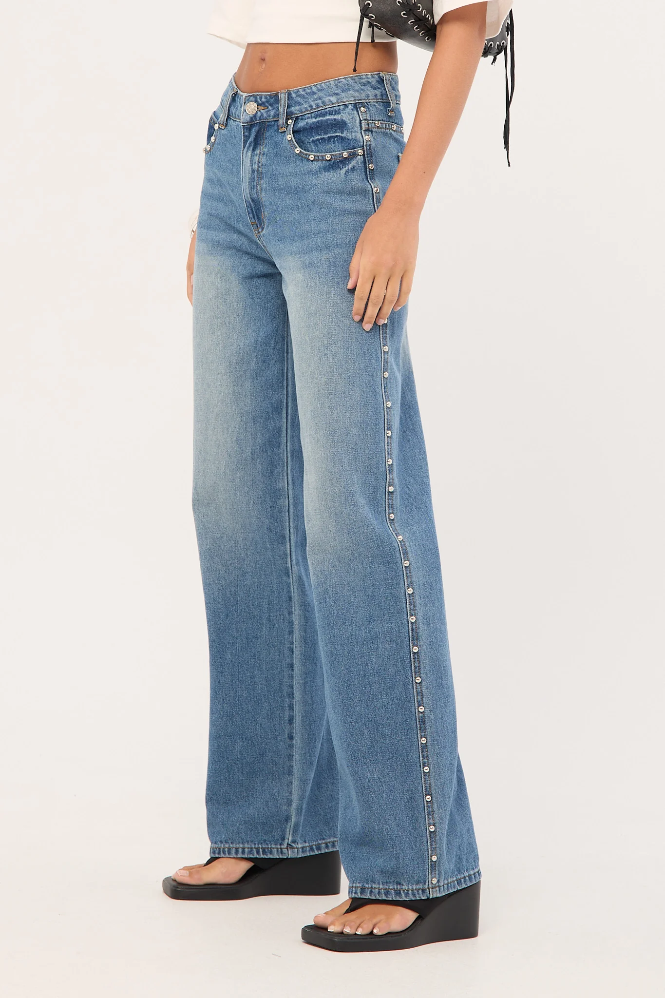 Top Model Studded Jean Mid Wash 4 Top Model Studded Jean Mid Wash