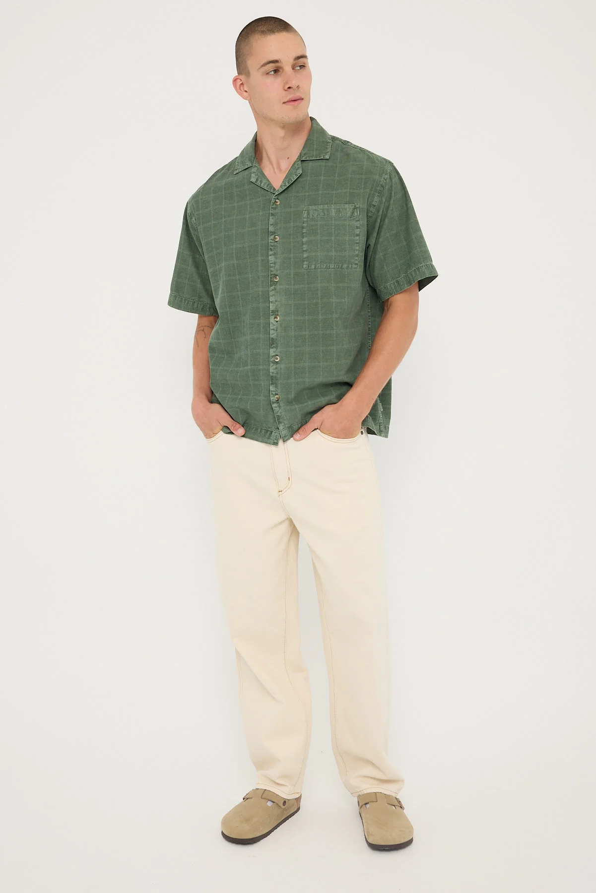 Tile Cord Bowler Shirt Thyme