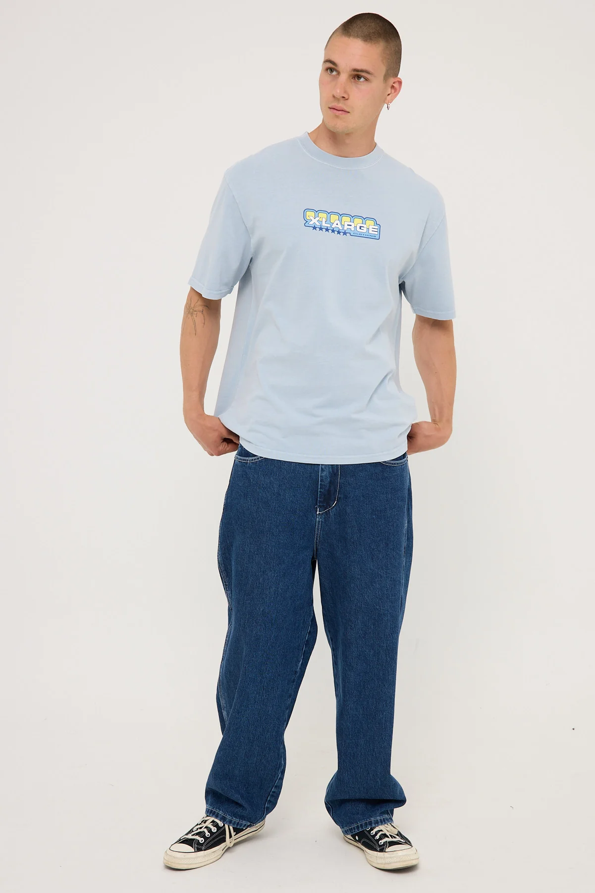 Six Stars Boxy SS Tee Pigment Bleach Blue