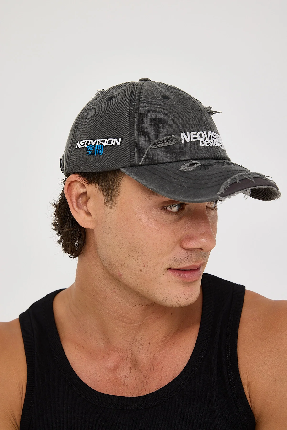 Interval Distressed Dad Cap Washed Black 6 Interval Distressed Dad Cap Washed Black