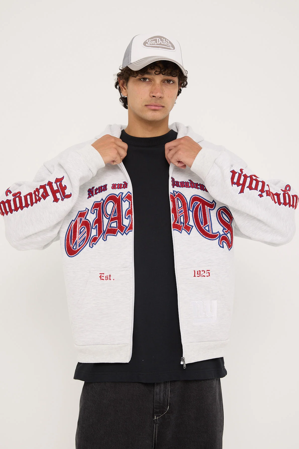 NY-Giants Coach Zip Hoodie Snow Marle