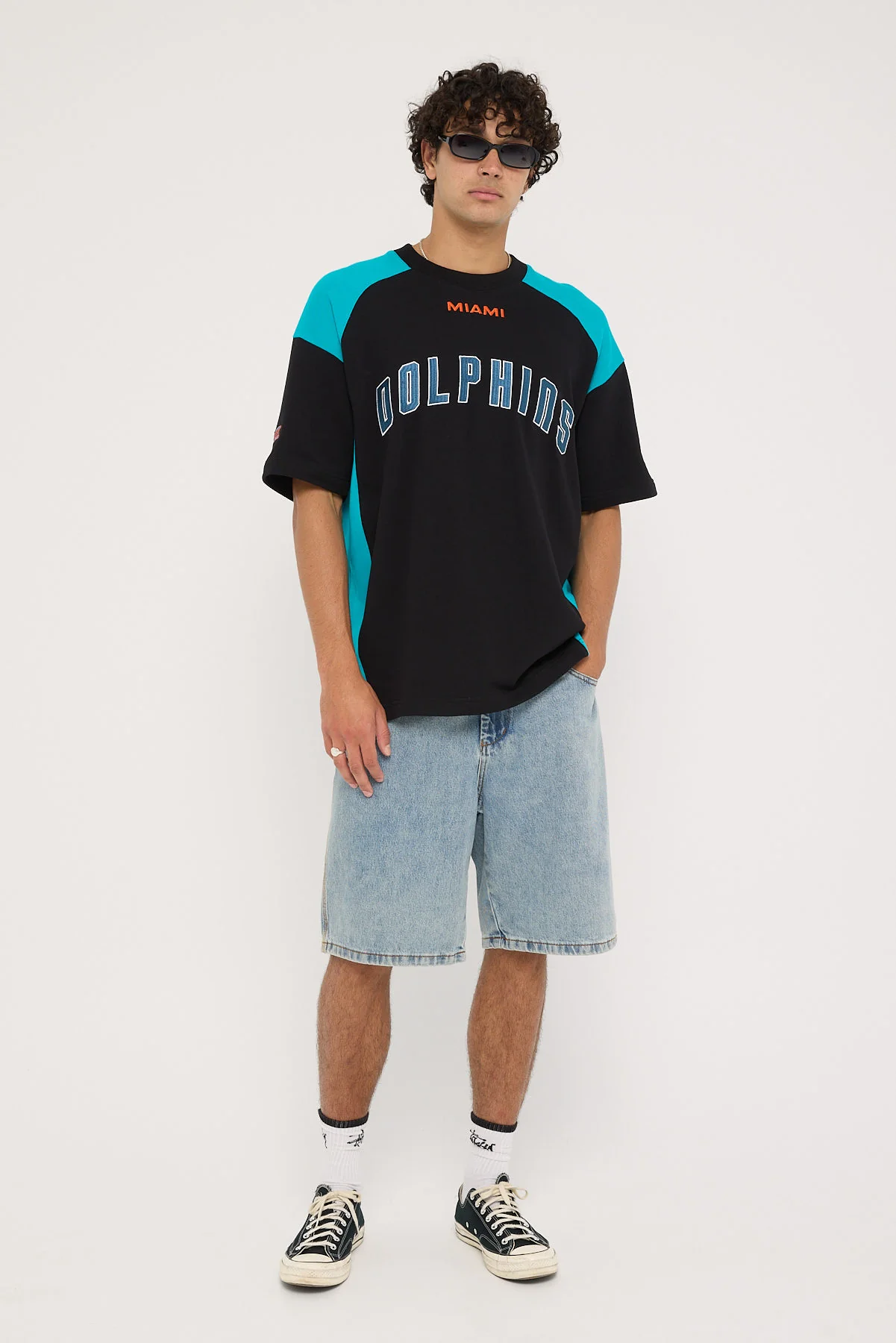 M-Dolphins Line Tee Black/Aqua