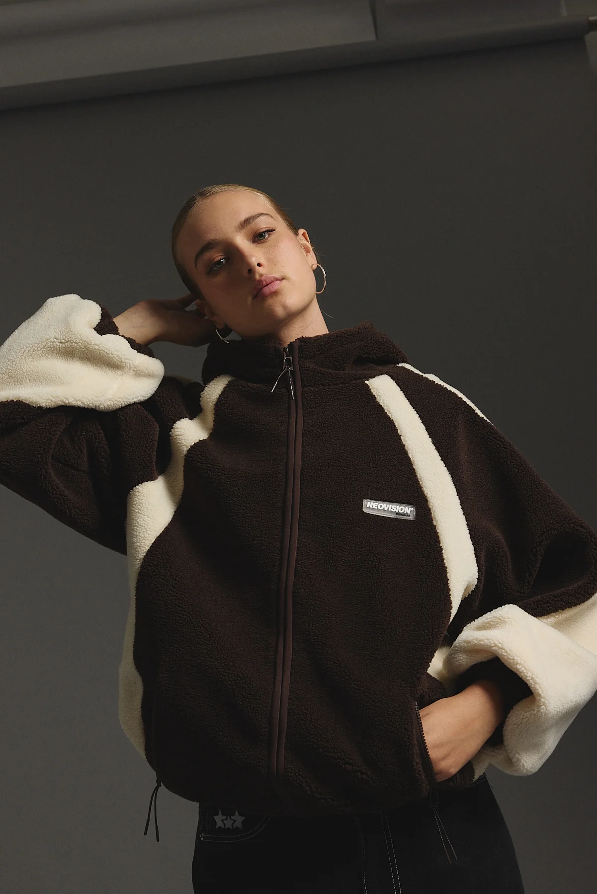 Orbital Hooded Sherpa Jacket Brown/Cream