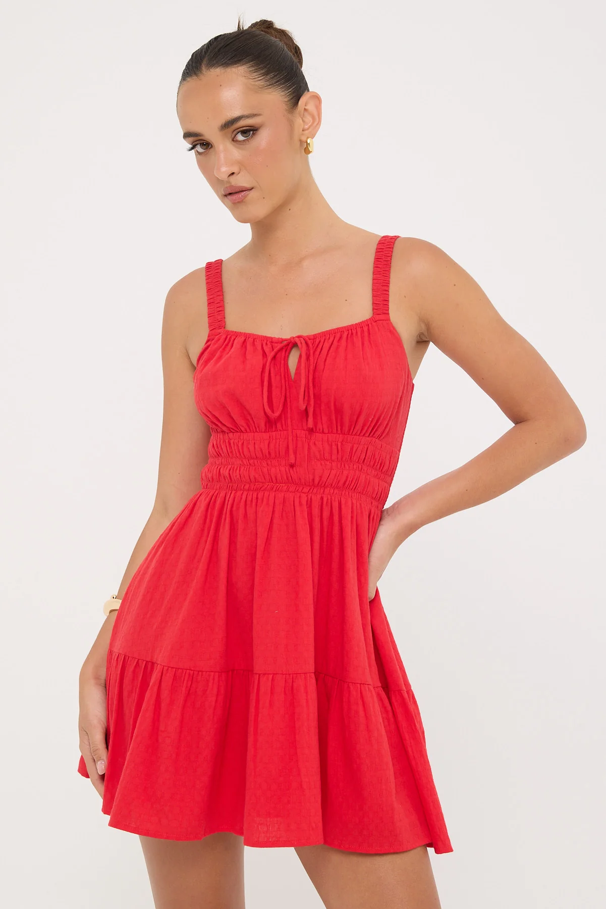 Isola Cotton Mini Dress Red 1 Isola Cotton Mini Dress Red
