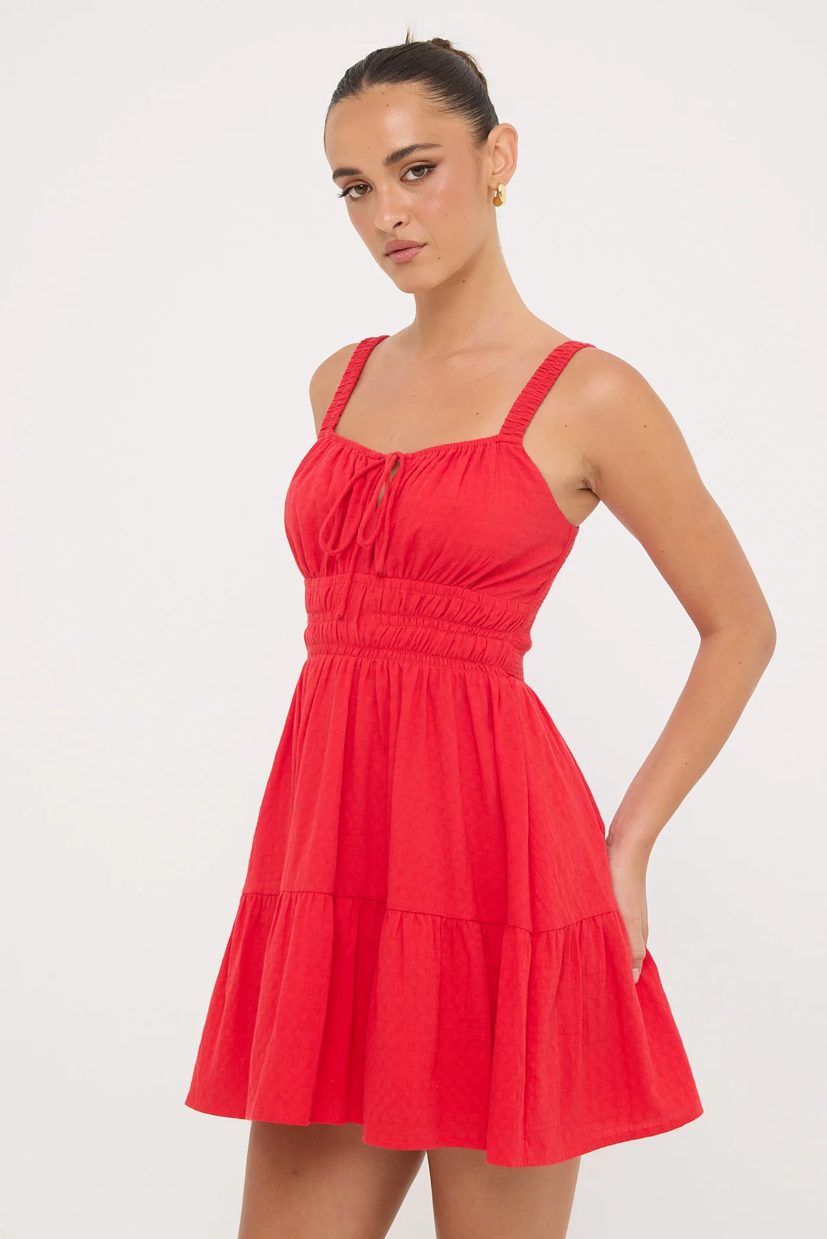Isola Cotton Mini Dress Red 3 Isola Cotton Mini Dress Red