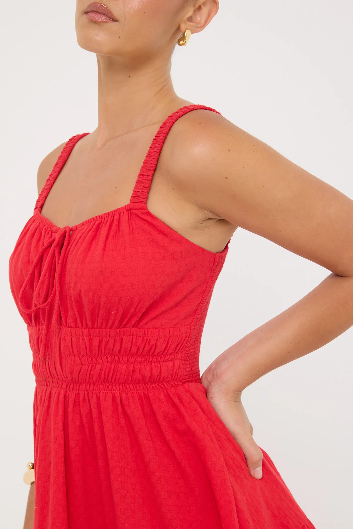 Isola Cotton Mini Dress Red 4 Isola Cotton Mini Dress Red