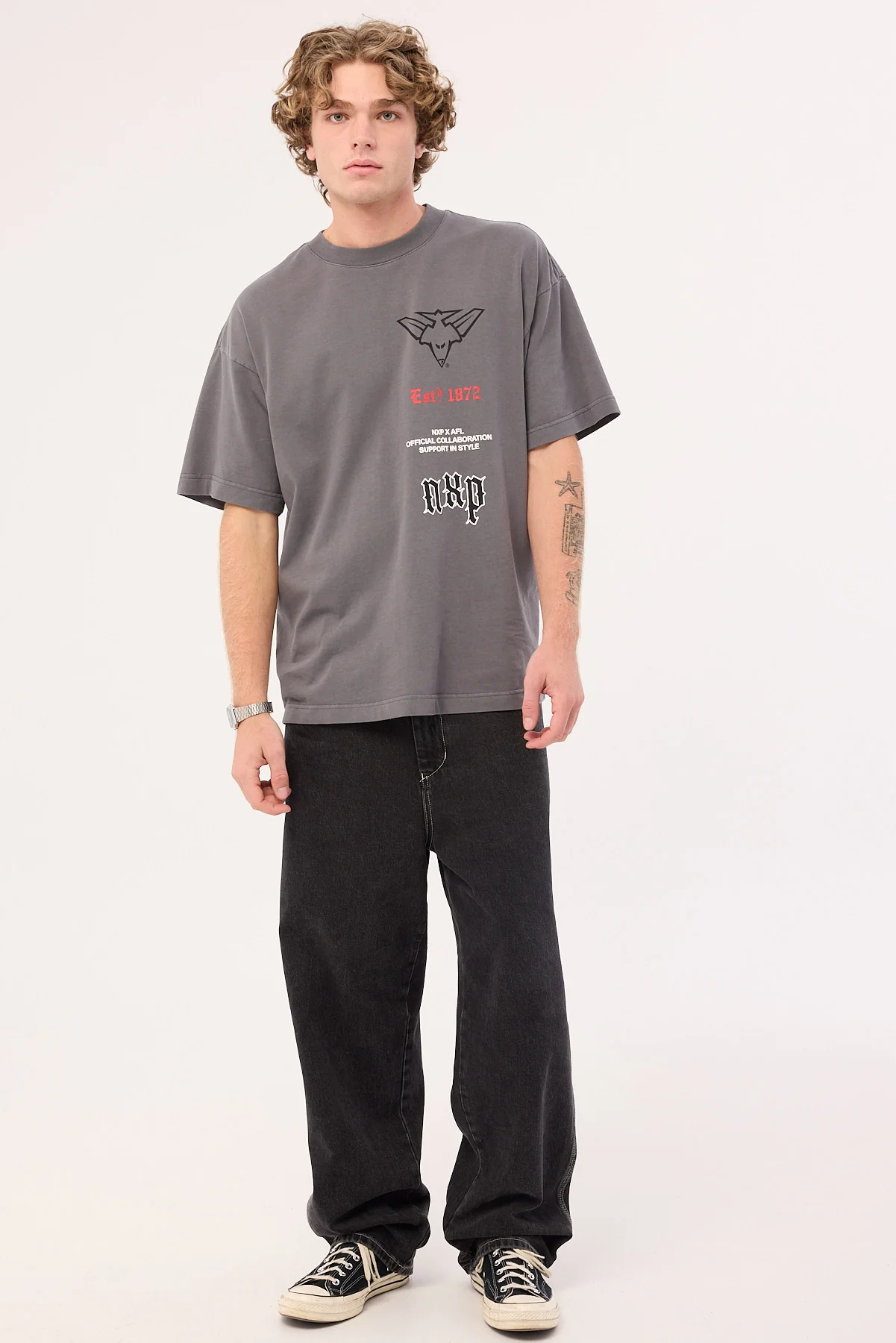 Essendon Stack Tee Pigment Charcoal