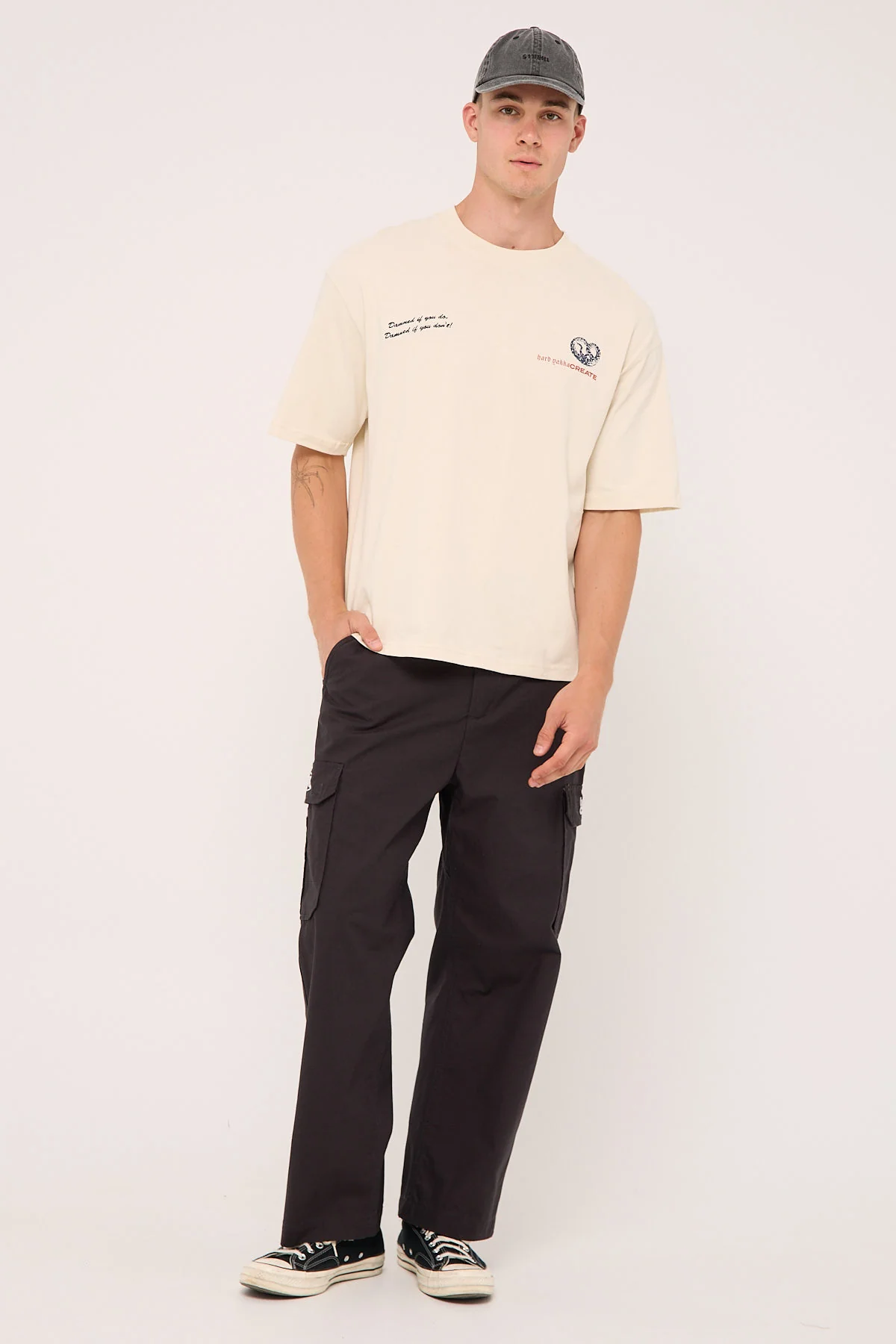 Built Tough Oversize Wide Fit Short Tee Heritage White