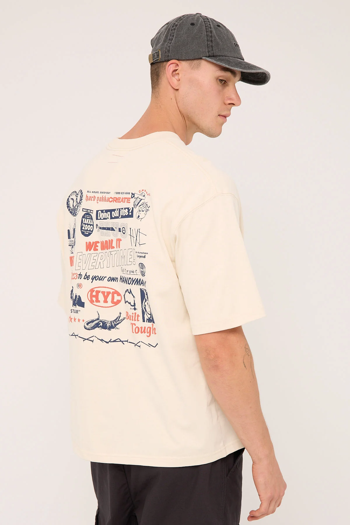 Built Tough Oversize Wide Fit Short Tee Heritage White