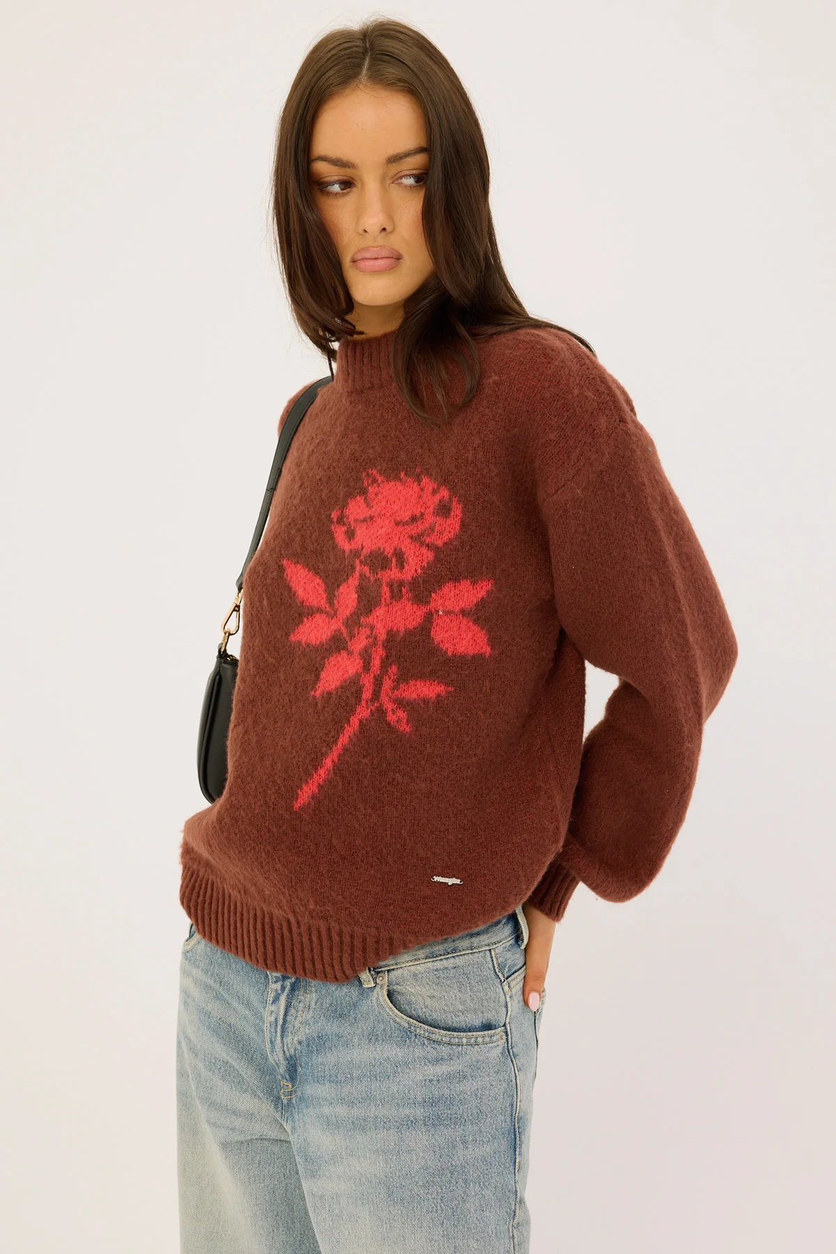 Wild Rose Knit Sweater Cocoa/Red